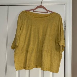 Crew Neck Loose Fit Batwing Top XXL Yellow
